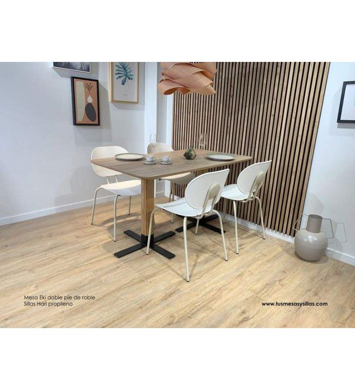 Table Eki avec double pied central pour bancs d'angle, tables longues  - 3