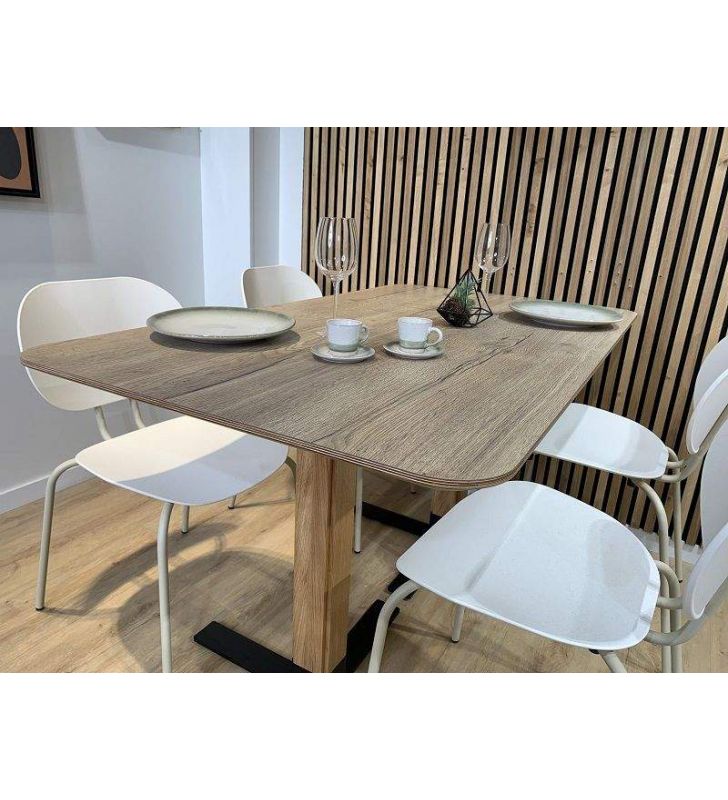 Table Eki avec double pied central pour bancs d'angle, tables longues  - 4
