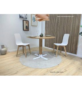 Petite table ronde de salon, modèle Eki avec plateau en bois massif  - 1