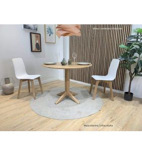 Chaises étroites en blanc et bois Alpha avec une livraison immédiate  - 8