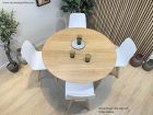 Table à manger ronde en bois de chêne massif avec pied central hexagonal  - 1