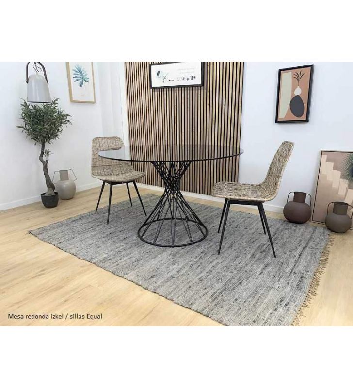 table-fer-verre-ronde