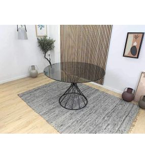 Izkel, Tables rondes en verre fumé 120 cm pour 6 personnes  - 10