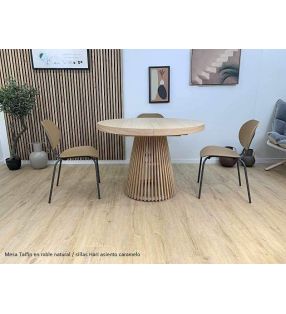 Mesa redonda extensible Taifin con pie central y 110 ó 120 cm de diametro  - 3