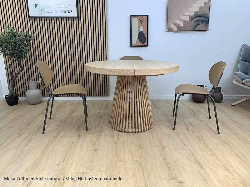 Mesa redonda extensible Tiflis con pie central y 110 ó 120 cm de diametro  - 3