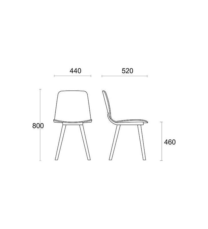 Chaise Kuskoa avec Pieds et Assise en Bois de Chêne par Alki  - 6