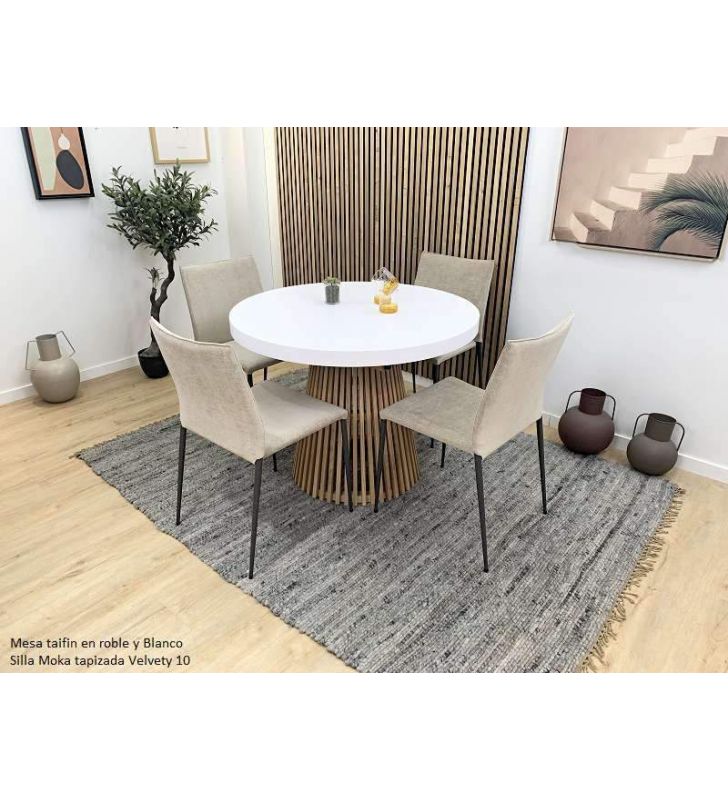 silla de comedor apilable Moka tapizada y con patas metalicas  - 16