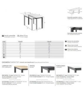Mesa pequeña extensible Poker 100x50 cm y 120x50 para cocinas estrechas  - 9