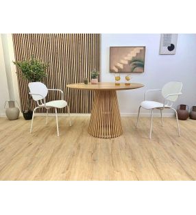 Mesa redonda en madera maciza de roble de 100 - 110 ó 120 cm  - 2