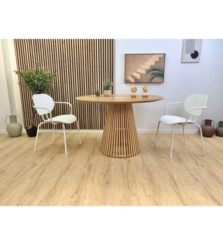 Mesa redonda en madera maciza de roble de 100 - 110 ó 120 cm  - 2
