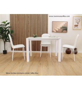 Table extensible avec plateau en verre Gorbea avec pieds en métal  - 2