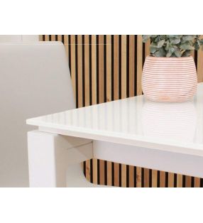 Table fixe avec plateau en verre trempé Aura blanc, noir...  - 9