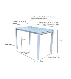 Mesa fija con encimera de cristal templado Aura en blanco, negro... - 10