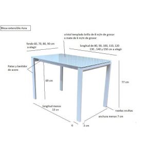 Mesa extensible Aura con encimera de cristal templado y diseño moderno  - 15