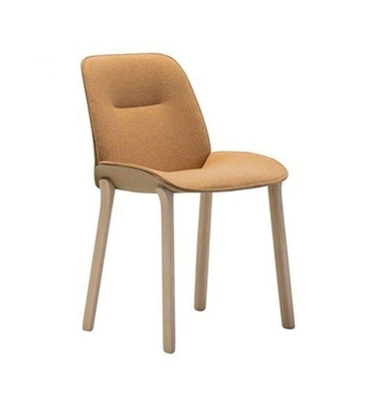Chaise Nuez par Andreu World, pieds en bois et dossier rembourré  - 1