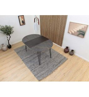 Beti, table ronde extensible de style industriel et comptoir en Dekton  - 7