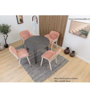 Chaise Nuez par Andreu World, pieds en bois et dossier rembourré - 2