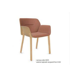 Silla Nuez con brazos y patas de madera maciza  - 3