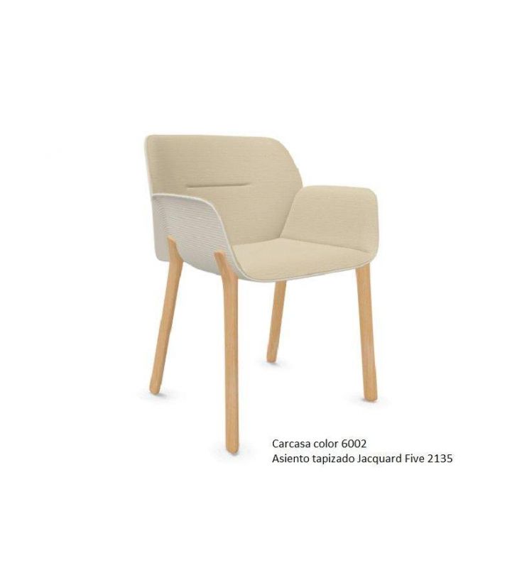 Silla Nuez con brazos y patas de madera maciza  - 4