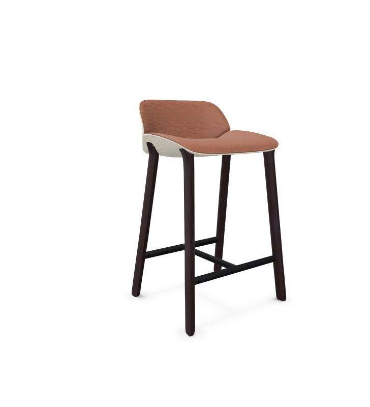 Tabouret haut Nuez avec 4 pieds en bois et assise rembourrée Andreu World  - 7