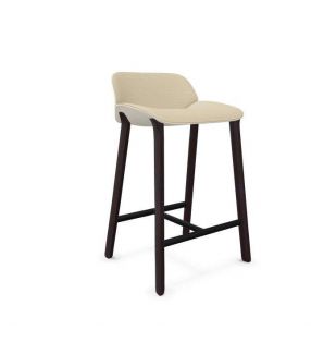Banqueta alta Nuez con 4 patas de madera y asiento tapizado Andreu World  - 8