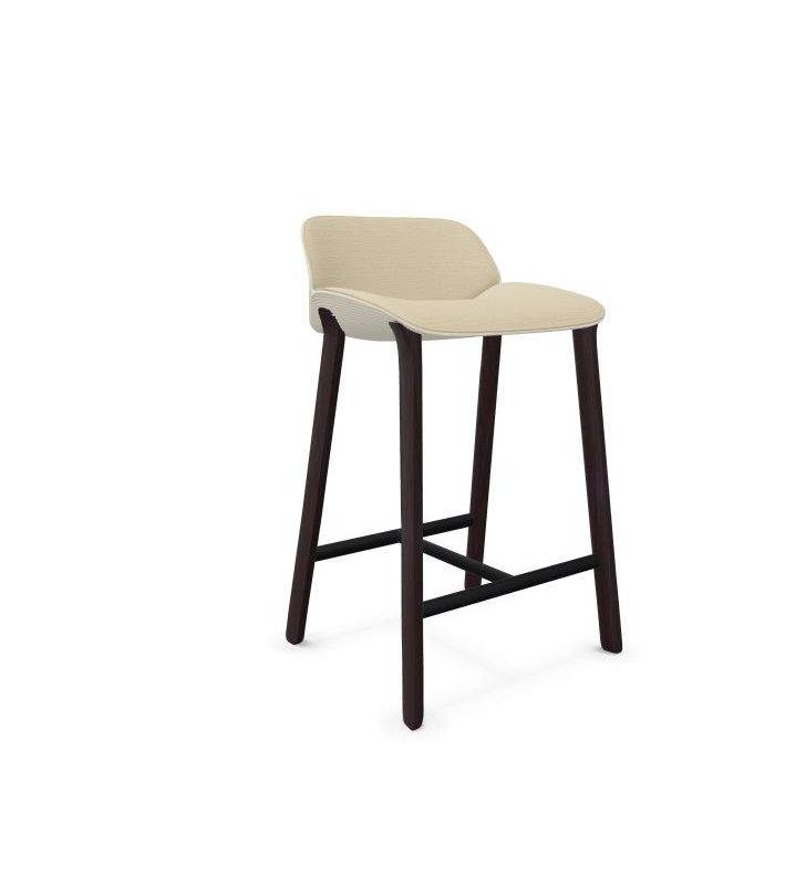 Tabouret haut Nuez avec 4 pieds en bois et assise rembourrée Andreu World  - 8