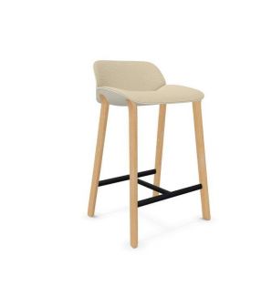Banqueta alta Nuez con 4 patas de madera y asiento tapizado Andreu World  - 9