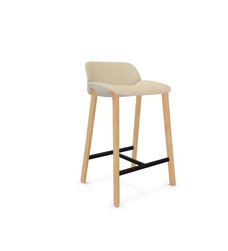 Tabouret haut Nuez avec 4 pieds en bois et assise rembourrée Andreu World  - 9
