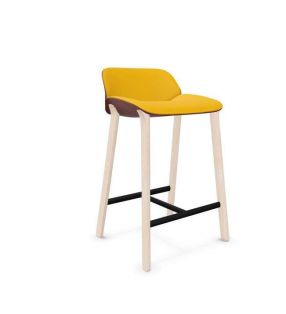 Banqueta alta Nuez con 4 patas de madera y asiento tapizado Andreu World  - 11