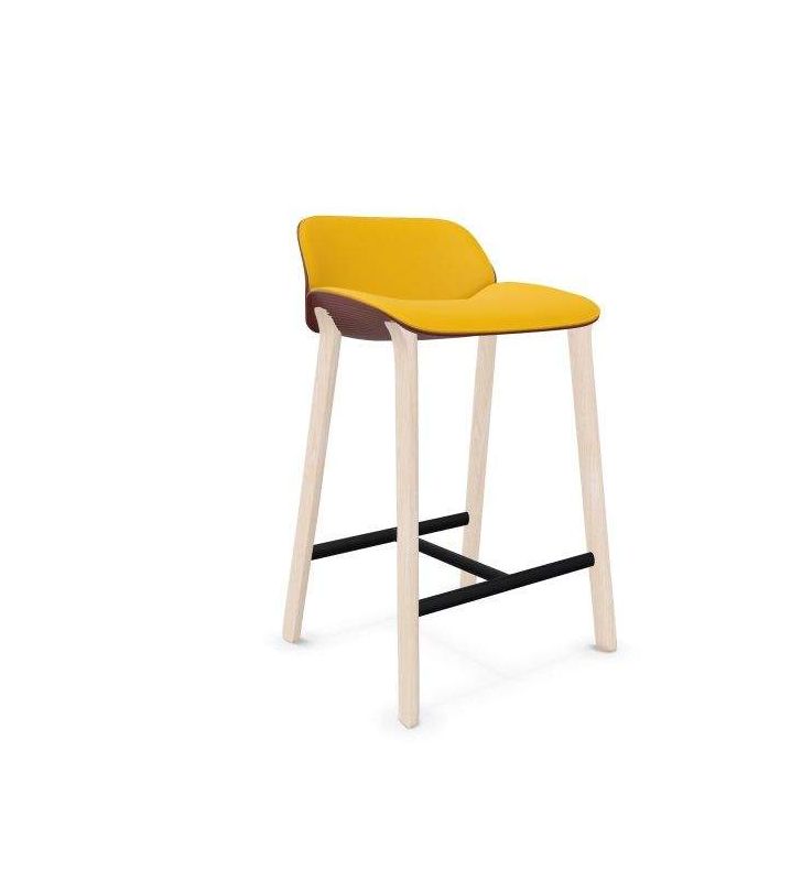 Tabouret haut Nuez avec 4 pieds en bois et assise rembourrée Andreu World  - 11