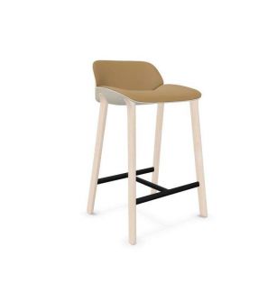 Banqueta alta Nuez con 4 patas de madera y asiento tapizado Andreu World  - 12