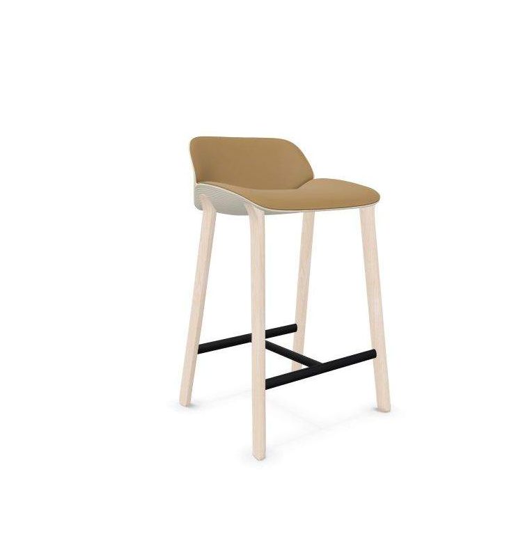 Tabouret haut Nuez avec 4 pieds en bois et assise rembourrée Andreu World  - 12
