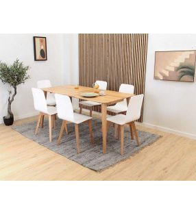 Mesa Ane en madera maciza y extensible de roble para comedor o cocina  - 12