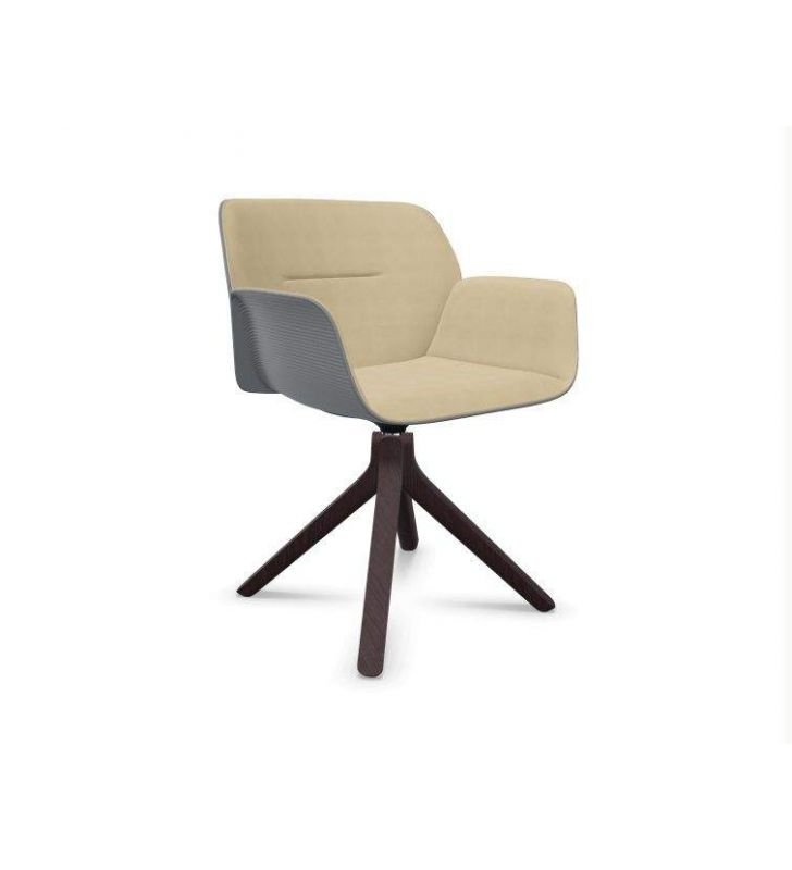 Chaise rembourrée Nuez avec accoudoirs et pieds en bois en forme de pyramide  - 6