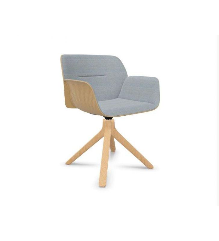 Chaise rembourrée Nuez avec accoudoirs et pieds en bois en forme de pyramide  - 8