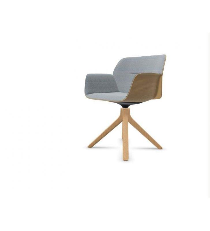 Chaise rembourrée Nuez avec accoudoirs et pieds en bois en forme de pyramide  - 9