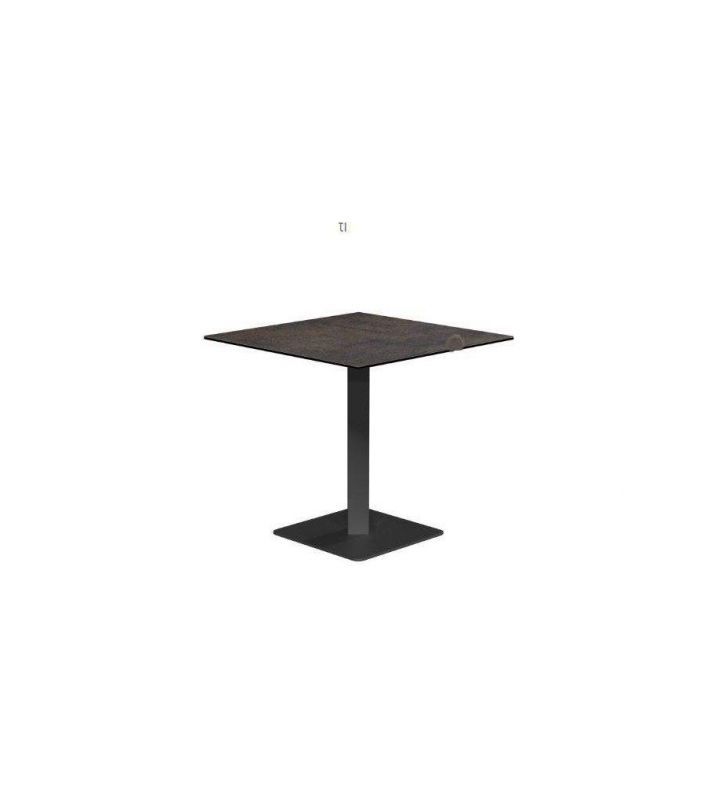 Table carrée Ibero Cancio avec plateau en céramique et pied central  - 3