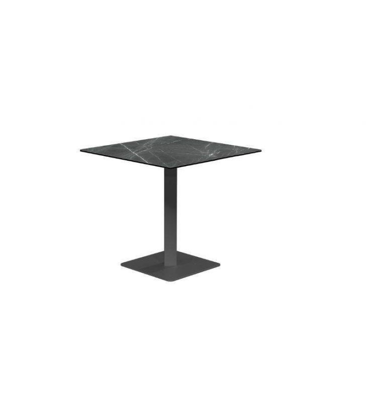 Table carrée Ibero Cancio avec plateau en céramique et pied central  - 4