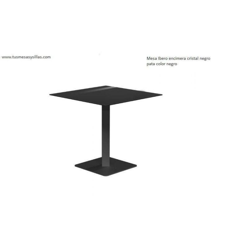 Table carrée Ibero Cancio avec plateau en céramique et pied central  - 6