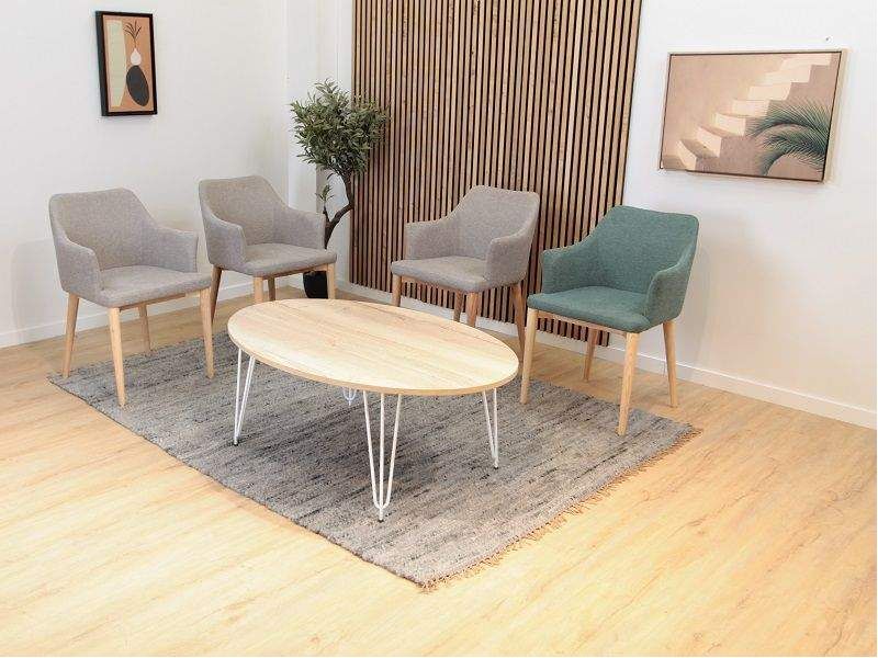 Mesas de centro madera natural y blanca. Diseño nórdico.