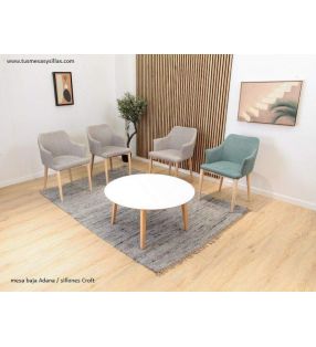 Mesa redonda de centro con patas de madera de estilo nordico Adana  - 7