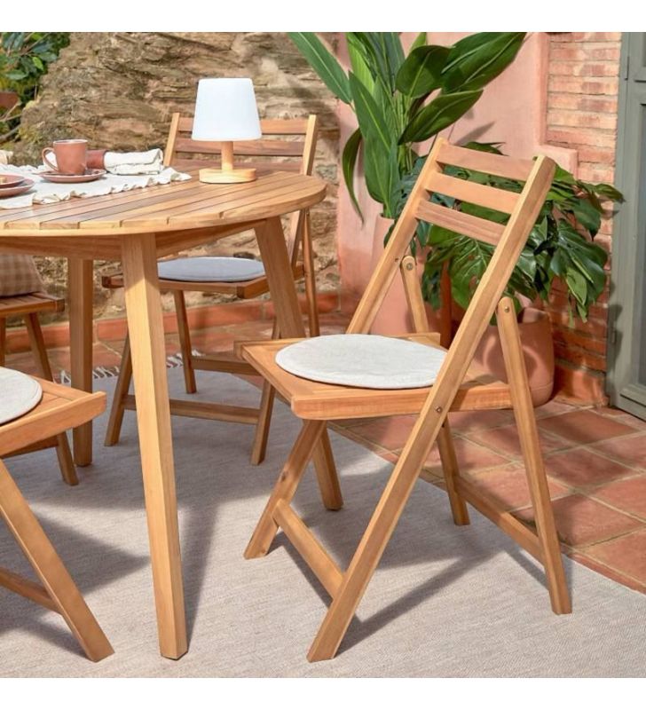 Set de 4 chaises de jardin pliantes Sydney en bois d'acacia certifié FSC  pour salon de jardin sydney accoudoirs extérieur pliable chaise de table de  jardin pré-huilé balcon terrasse