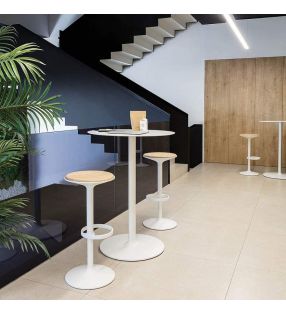 Tabouret haut Hula avec assise en bois de chêne par Andreu World  - 2