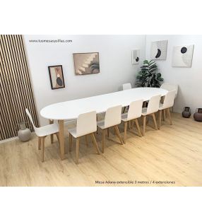 Mesa redonda extensible hasta 3 metros Adana con patas inclinadas  - 9