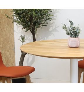 Table ronde 80, 90 y 100 cm cm avec plateau en bois de chêne massif de style nordique  - 4