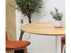 Table ronde 80, 90 y 100 cm cm avec plateau en bois de chêne massif de style nordique  - 4