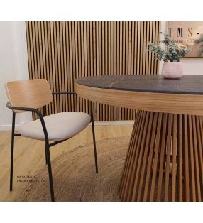 Mesa de comedor redonda extensible antirayas y encimera en Dekton - 3