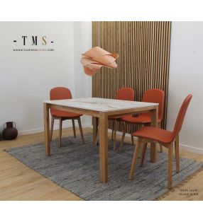 Table à manger rectangulaire fixe en bois et Dekton