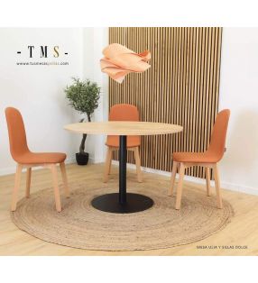 mesa-redonda-de-comedor-encimera-madera-y-pata-central-negra