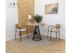 table-fixe-style-vintage-plateau-bois-et-pied-central-métal